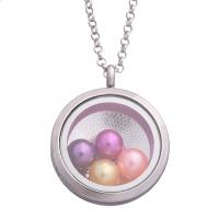 Fashion Locket Necklace Zinc Alloy with Glass Round plated DIY nickel lead & cadmium free Sold Per 32.622 Inch Strand