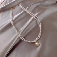 Plastic Pearl Necklace Zinc Alloy with Plastic Pearl plated fashion jewelry & for woman Length 15.3 Inch Sold By PC