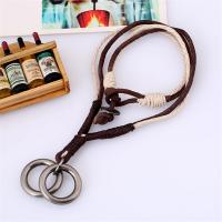 PU Leather Cord Necklace Zinc Alloy with PU Leather Adjustable & fashion jewelry & handmade & Unisex brown nickel lead & cadmium free 53-54cmuff0c0.3cm Sold By Strand