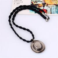PU Leather Cord Necklace Zinc Alloy with PU Leather Adjustable & fashion jewelry & handmade & Unisex black nickel lead & cadmium free 53-54cmuff0c0.3cm Sold By Strand