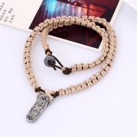 PU Leather Cord Necklace, Tibetan Style, with PU Leather, Adjustable & fashion jewelry & handmade & Unisex, nickel, lead & cadmium free, 56-57cm, Sold By Strand