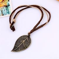 PU Leather Cord Necklace Zinc Alloy with PU Leather Adjustable & fashion jewelry & handmade & Unisex brown nickel lead & cadmium free 53-54cmuff0c0.3cm Sold By Strand