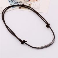 PU Leather Cord Necklace Zinc Alloy with PU Leather Adjustable & fashion jewelry & handmade & Unisex nickel lead & cadmium free 40-43cmuff0c0.3cm Sold By Strand