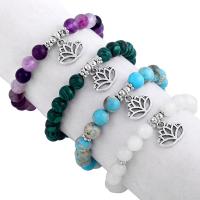 Gemstone Bracelets Natural Stone with zinc alloy bead Round polished Sold Per Approx 19 cm Strand