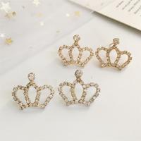 Tibetan Style Stud Earring, Crown, plated, with rhinestone, 23x20mm, Sold By Pair