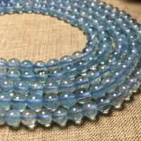 Aquamarine Beads, Round, polished, DIY, blue, nickel, lead & cadmium free, Sold Per Approx 38 cm Strand