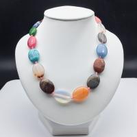 Natural Gemstone Necklace, Natural Stone, Flat Oval, polished, 18x13mm, Sold Per Approx 17 Inch Strand