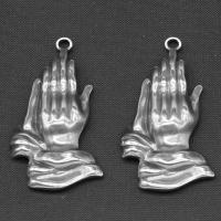 Stainless Steel Pendants, Hand, silver color plated, 37x21x4mm, Sold By PC