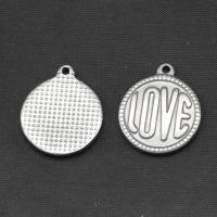 Stainless Steel Pendants, Round, silver color plated, 21x18x2mm, Sold By PC
