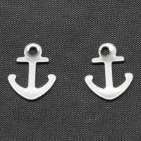 Stainless Steel Pendants, Anchor, silver color plated, 14x9x1mm, Sold By PC