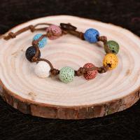 Gemstone Bracelets, Lava, fashion jewelry, multi-colored, 10mm, Sold By Strand