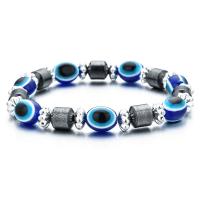 Evil Eye Jewelry Bracelet, Resin, with Hematite, more colors for choice, 10mm, Sold By Strand