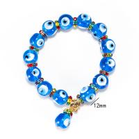 Bracelet Evil Eye bijoux, cristal, Mauvais œil, Bleu Capri, 12mm, Vendu par brin