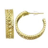 Brass Hoop Earring stainless steel post pin gold color plated Sold By Pair