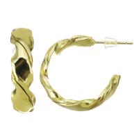 Brass Hoop Earring, stainless steel post pin, gold color plated, 6x23mm, Sold By Pair