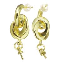 Messing Earring Drop Component, gold plated, 27mm,9x19mm,1mm, Verkocht door pair