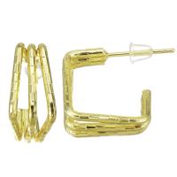 Goujon Laiton, acier inoxydable puce boucle d'oreille, Placage de couleur d'or, 8x15mm, Vendu par paire