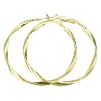 Brass Hoop Earring, Donut, gold color plated, 3x51mm, Sold By Pair