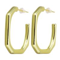 Brass Hoop Earring, stainless steel post pin, gold color plated, 3.5x30mm, Sold By Pair