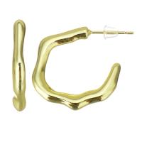 Brass Hoop Earring, stainless steel post pin, gold color plated, 3x23mm, Sold By Pair