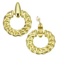 Boucles d'oreilles pendantes en laiton, acier inoxydable puce boucle d'oreille, Placage de couleur d'or, 22x27mm, Vendu par paire