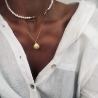 Mode-Multi-Layer-Halskette, Zinklegierung, mit Kunststoff Perlen, plattiert, Modeschmuck & mehrschichtig & für Frau, frei von Nickel, Blei & Kadmium, verkauft von Strang