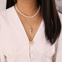 Mode-Multi-Layer-Halskette, Zinklegierung, mit Kunststoff Perlen, plattiert, Modeschmuck & mehrschichtig & für Frau, frei von Nickel, Blei & Kadmium, 38cm,45cm,55cm, verkauft von Strang