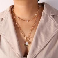 Mode-Multi-Layer-Halskette, Zinklegierung, mit Kunststoff Perlen, plattiert, Modeschmuck & für Frau, frei von Nickel, Blei & Kadmium, verkauft von Strang
