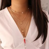 Mode Multi Layer halskæde, Zinc Alloy, forgyldt, mode smykker & flerlags & for kvinde, nikkel, bly & cadmium fri, 36cm,44cm,52cm,60cm, Solgt af Strand