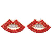 Rhinestone Earring Zinc Alloy Lip plated fashion jewelry & for woman & with rhinestone nickel lead & cadmium free Sold By Pair