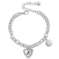 Titanium Steel Bracelet & Bangle, Heart, silver color plated, different styles for choice & for woman, silver color, Sold Per 6.692 Inch Strand