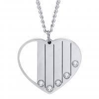 Titanium Steel Necklace Heart plated for woman & with rhinestone Sold Per 23.622 Inch Strand