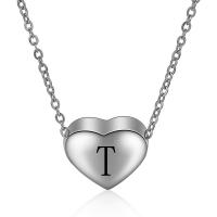 Титановые стали ожерелье, титан, Сердце, плакирован серебром, разные стили для выбора & Женский, серебряный, 12x11mm, Продан через 17.716 дюймовый Strand