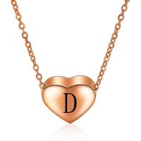 Titanium Steel Necklace, Heart, rose gold color plated, different styles for choice & for woman, rose gold color, 12x11mm, Sold Per 17.716 Inch Strand