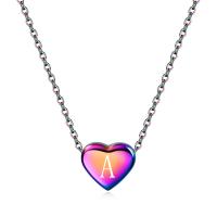 Titanium Steel Necklace, Heart, plated, different styles for choice & for woman, more colors for choice, 12x12mm, Sold Per 13.779 Inch Strand
