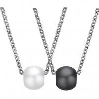 Titanium Steel Necklace with Porcelain Round plated for woman Sold Per 15.748 Inch Strand