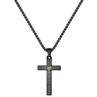 Titanium Steel Necklace, Cross, plated, for woman, more colors for choice, 26x50mm, Sold Per 23.622 Inch Strand