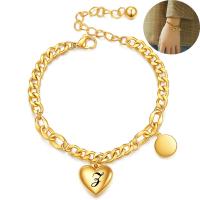 Bracelet d'acier titane, coeur, Placage de couleur d'or, styles différents pour le choix & pour femme, Or, Vendu par 6.692 pouce brin