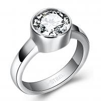 Titanium Steel Finger Ring silver color plated & micro pave cubic zirconia & for woman silver color 9mm Sold By PC