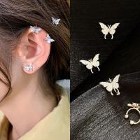 Tibetan Style Stud Earring, Butterfly, plated, fashion jewelry & different styles for choice & for woman & with rhinestone, more colors for choice, nickel, lead & cadmium free, 10x12mm, Sold By PC