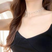 Zinc Alloy Jewelry Necklace with Plastic Pearl plated fashion jewelry & for woman nickel lead & cadmium free Length 18.8 Inch Sold By PC