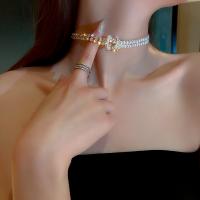 Collar de Aleación de Zinc, con Perlas plásticas, chapado, Joyería & para mujer, libre de níquel, plomo & cadmio, longitud 15.3 Inch, Vendido por UD