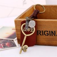 Tibetan Style Key Clasp, with PU Leather, handmade & Unisex, nickel, lead & cadmium free, 150x30mm, Sold By PC