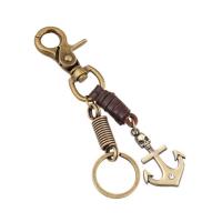Tibetan Style Key Clasp, with PU Leather, Unisex, nickel, lead & cadmium free, 140x30mm, Sold By PC