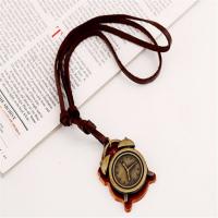 PU Leather Cord Necklace Zinc Alloy with PU Leather Adjustable & handmade & Unisex brown nickel lead & cadmium free 68-75cmuff0c0.4cm Sold By Strand