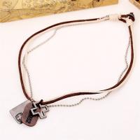 PU Leather Cord Necklace Zinc Alloy with PU Leather Adjustable & handmade & Unisex brown nickel lead & cadmium free 20-40cm Sold By Strand