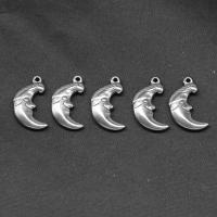 Bijoux pendentifs en acier inoxydable , lune, Placage de couleur argentée, 10x4x1mm, Vendu par PC
