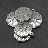 Нержавеющая сталь Подвеска Цветок, нержавеющая сталь, Форма цветка, плакирован серебром, 22x18x3mm, продается PC
