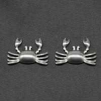 En acier inoxydable bijoux Cabochon, crabe, Placage de couleur argentée, 17x25x3mm, Vendu par PC