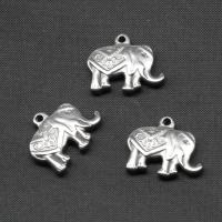 Нержавеющая сталь животных Подвески, Подвеска из нержавеющей стали, Слон, плакирован серебром, 15x18x3mm, продается PC